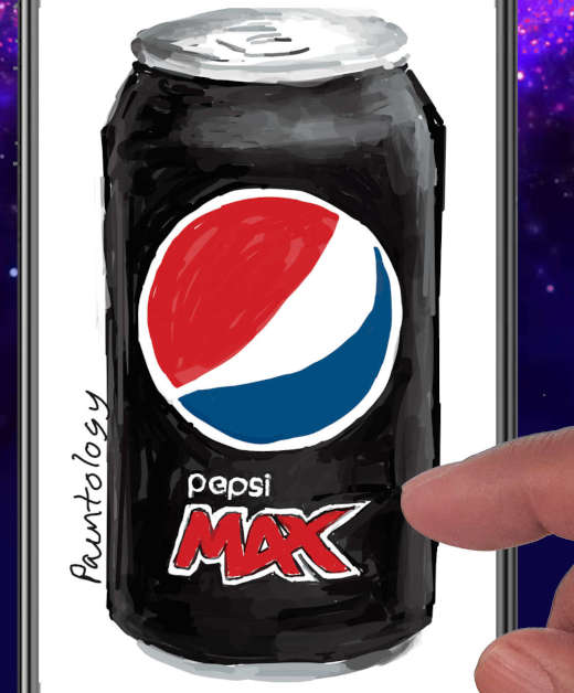 Create this realistic drawing of a Pepsi Max can