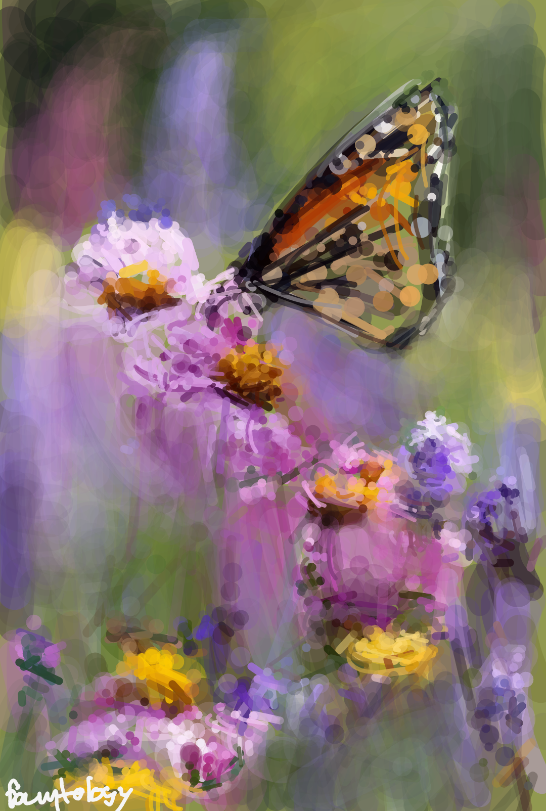 Butterfly and flowers