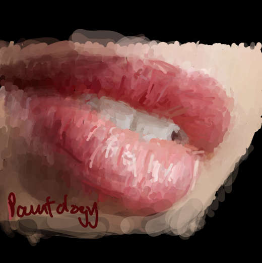 Realistic drawing of lips