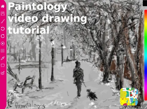 A woman walking the dog Drawing Demo