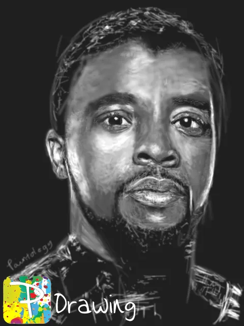 Chadwick Boseman a hero in real life - A drawing on the P30 Lite phone
