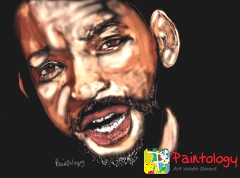 Draw a color portrait of Will Smith using the Paintology app