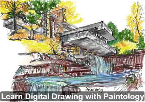 Draw a colorful modern architecture | Paintology tutorial