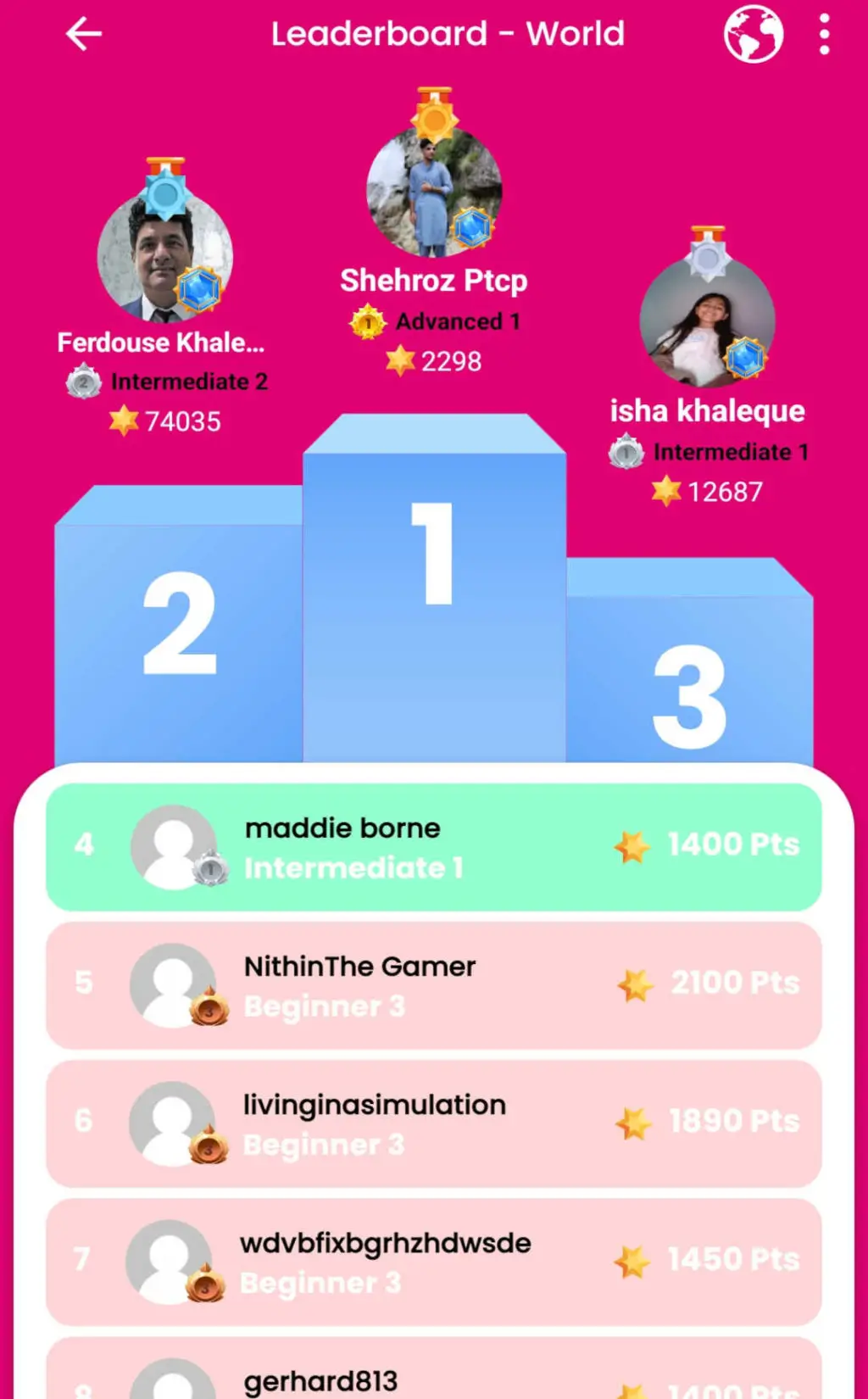 Paintology app - Leaderboard.