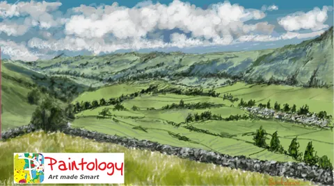 Landscape drawing on the Samsung S6 Lite tablet