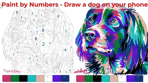 An Actual Paint by Numbers Drawing | Dog (colorful)-