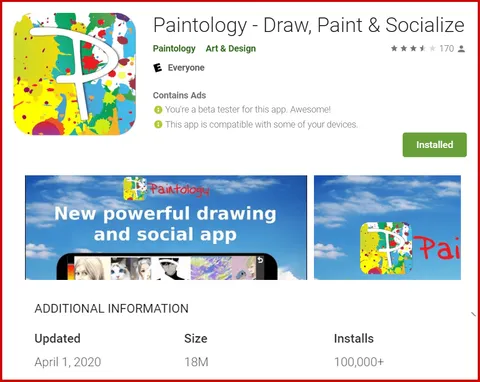 Paintology has reached 100,000 installs from the Google Play Store